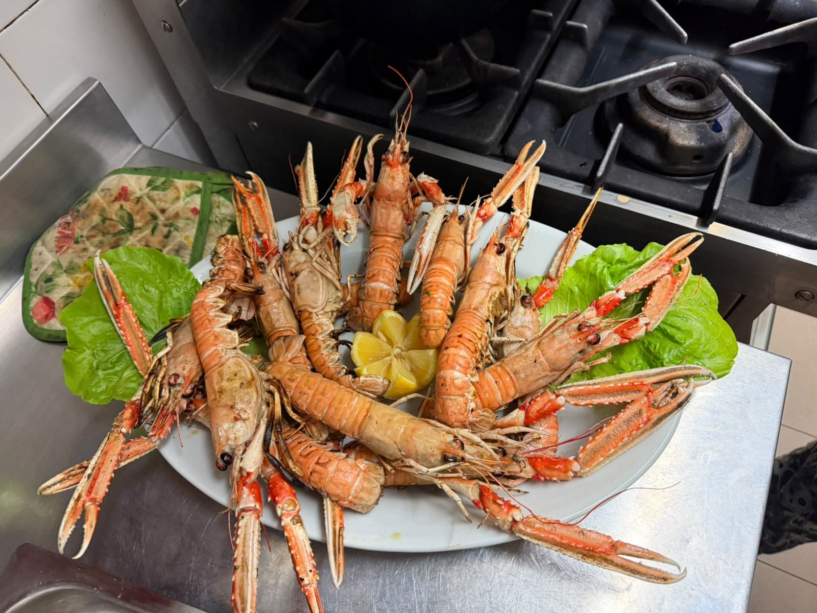 Il vassoio di scampi